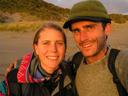 Us at sunset. 6 km. to go!